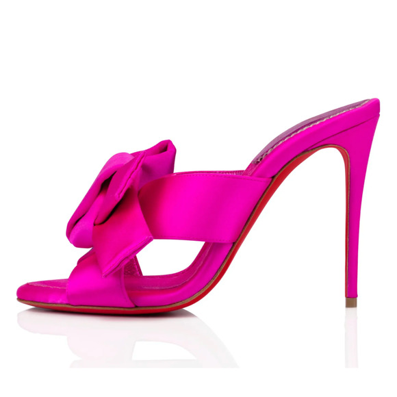 Christian Louboutin Matricia 100 Holly Pink Satin Backless Sandal Heel Pump 36 - Picture 3 of 12